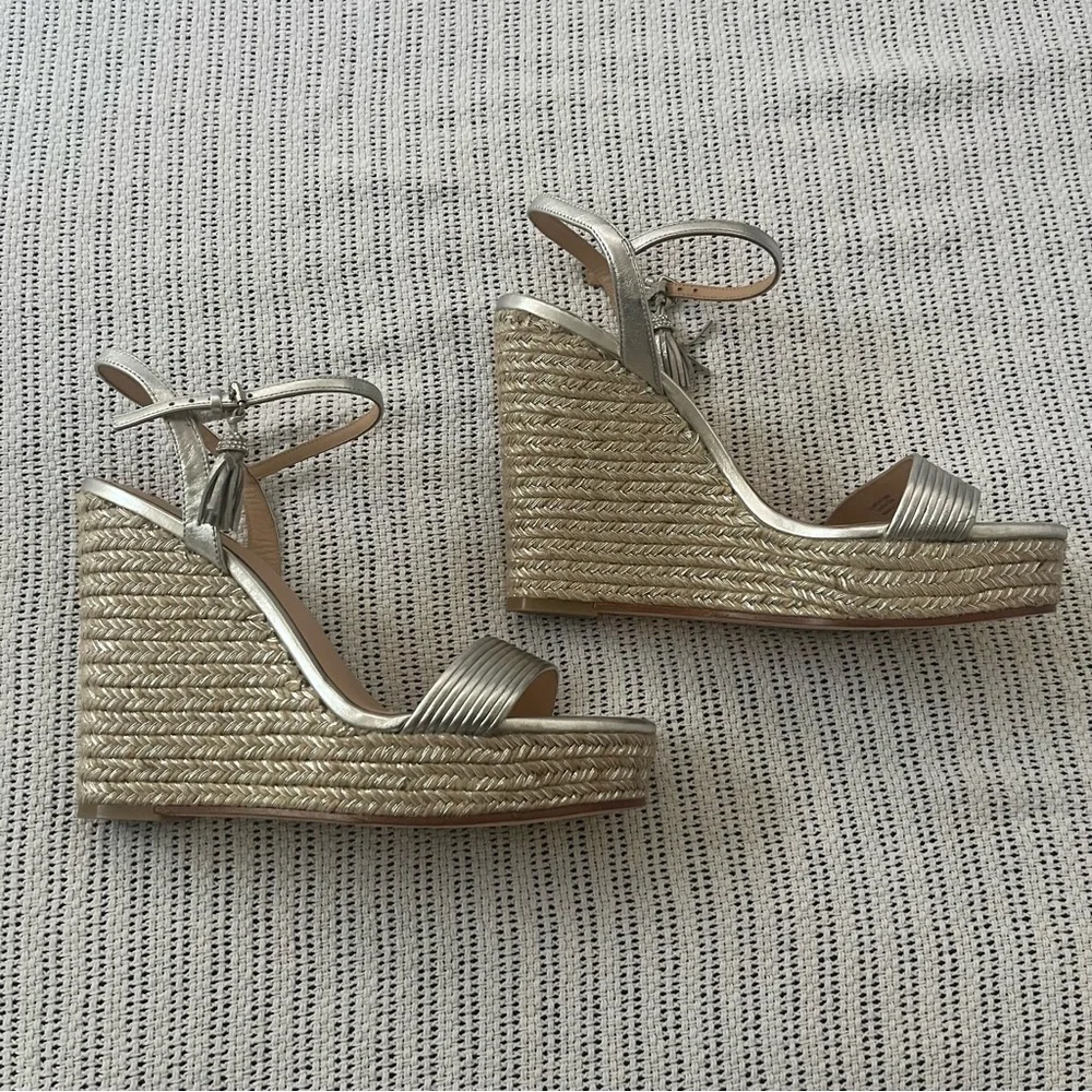 Badgley Mischka Silver Espadrille Wedges